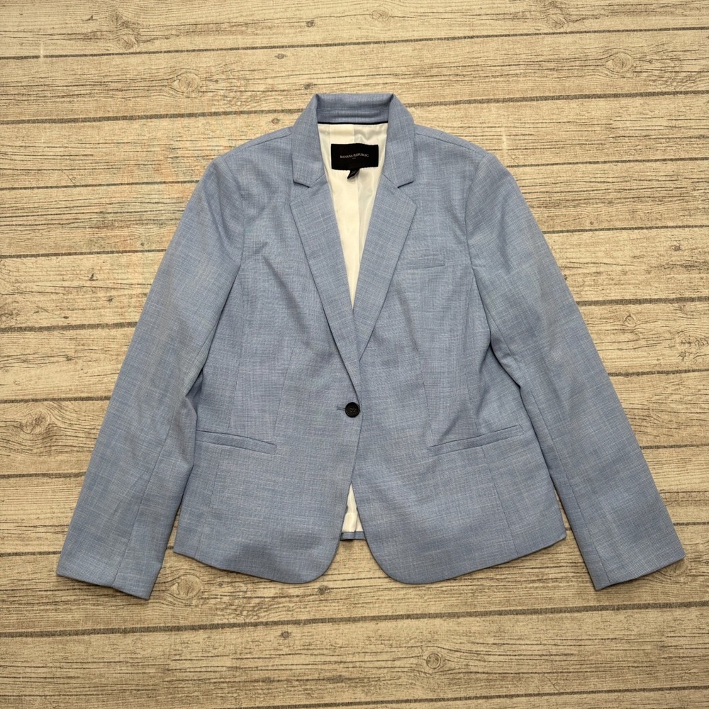 Banana Republic Blazer Women's 10P Blue Single Button Notched Panel Lined Formal
